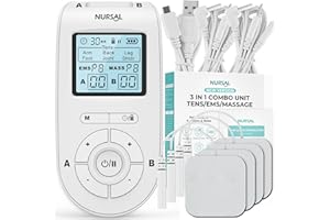 NURSAL TENS Unit EMS Muscle Stimulator, TENS Machine for Back Pain Relief, Physical Therapy, Electric Stim Massager with 22 Modes, Dual Channels,2"x2" Electrode Pads
