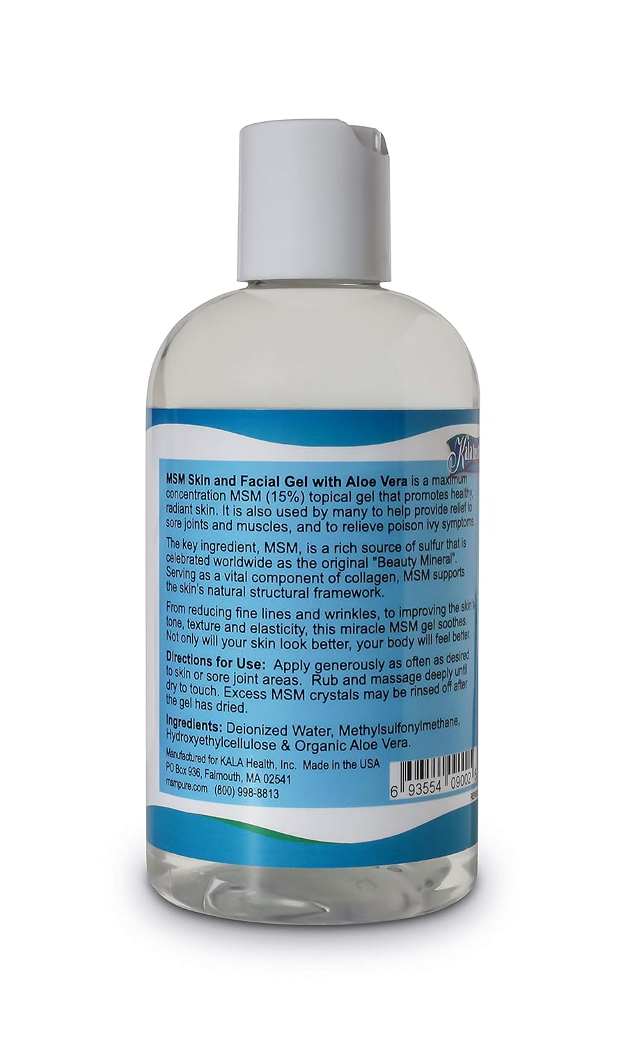 Kala Health MSMPure Max Strength Skin and Facial MSM Gel with Organic Aloe, Preservative Free, Made in the USA, 8 oz : Facial Treatment Products : Beauty