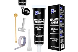 POLIXEL Black RTV Silicone Sealant Adhesive, 100% Silicone Caulk, All-Purpose Waterproof Sealant for Car, Window, Bathroom, Kitchen, Shrink & Crack Proof High Bond Strength Adhesive – 1.8oz / 50g