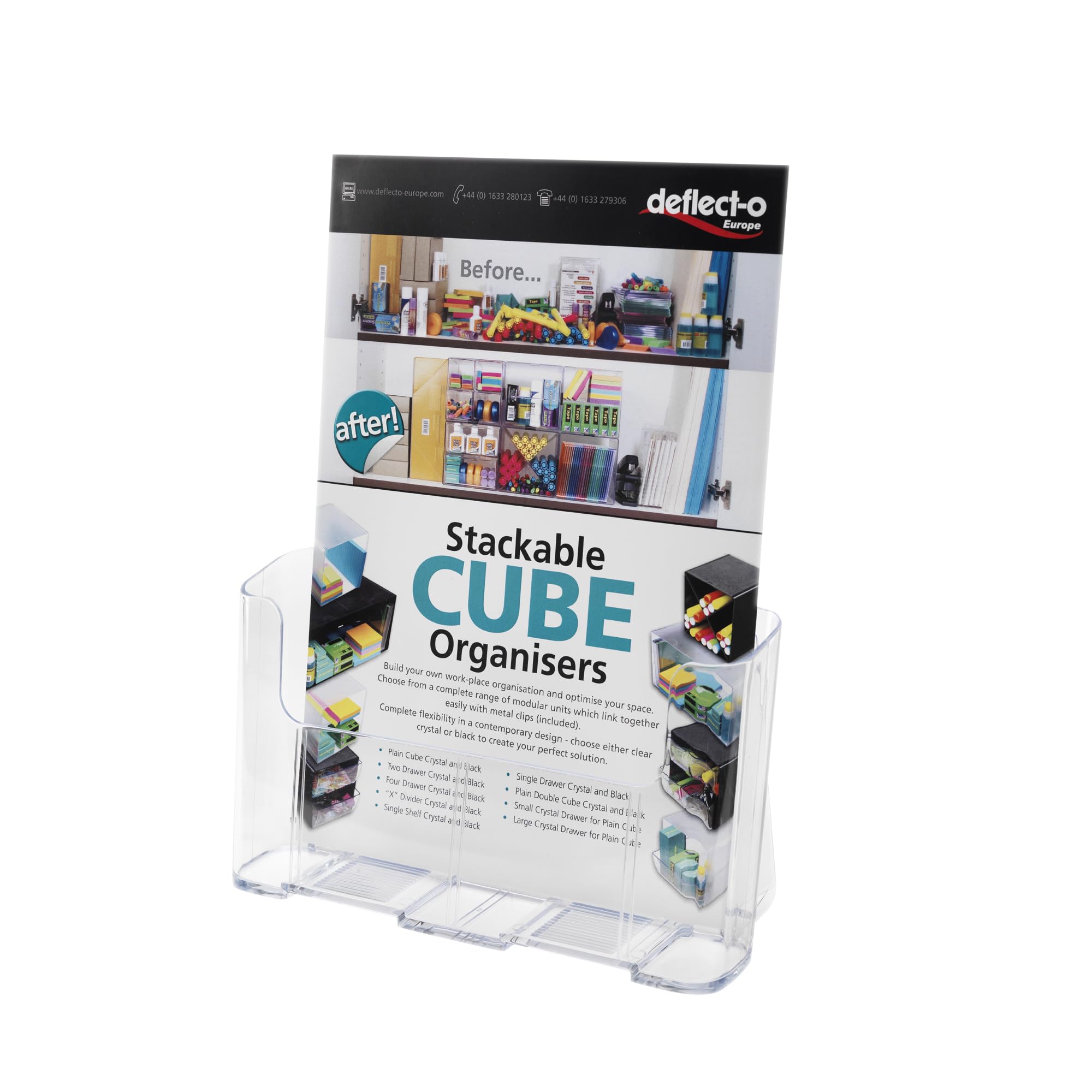 Deflecto A4 Portrait Low Back Single Compartment Literature Holder - Magazine File Holder Leaflets - Wall Mounting Option