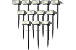 WENATY Solar Spot Lights Outdoor Waterproof,[12 Pack/4 Modes] Landscape Lighting Spotlights, Auto On/Off LED Solar Powered Yard Garden Flood Solar Light for Outside Pathway Wall Tree Pool,Cool White