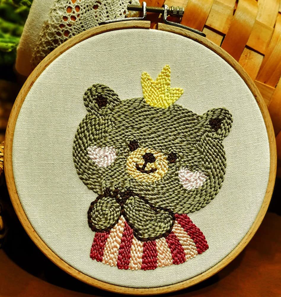 通用 Abillyn Punch Needle Starter Kit for Beginner, Punch Needle Fabric with Princess Bear Pattern Yarn Hoop and Embroidery Pen (Princess Bear) — image 1