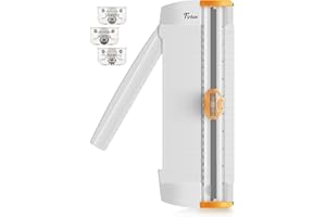 Firbon 3-in-1 Paper Cutter, 9" Compact A5 Paper Trimmer with Straight Cut, Scoring & Perforating Blades for Cardstock, Scrapbooking, Crafting, Labels & Home Office (Orange)