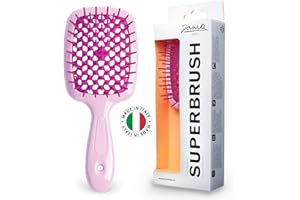 JÄNEKE Janeke Original Patented Superbrush Detangler Brush Anti-static Hairbrush Easy For Wet or Dry Use Flexible with Nylon Bristle Great for All Hair Types - Long Thick Curly (Lilac-Fux)