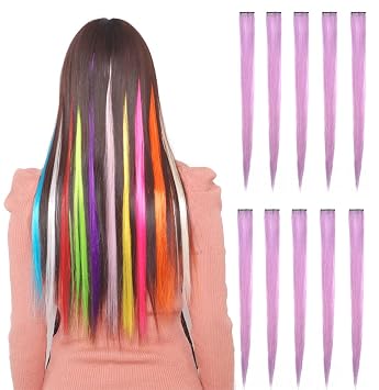 Amazon Com Colored Highlight Hair Extensions Clip In One Piece