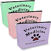 3Pcs Vet Tech Gifts Makeup Bag Veterinarian Appreciation Gifts Cosmetic Bag Veterinary Medicine Presents for Women Veterinary Technician Presents Animal Rescue Keepsake Christmas for Vet Student