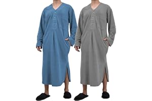 Andrew Scott Men's Plush Polar Fleece Long Nightshirt | Warm & Soft Henley Collar Sleep Lounge Shirt | Multi Packs