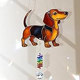 MALFIRST Dachshund Suncatcher – Doxie Dog Sun Catcher with Crystal Prism – Dachshund Gifts for Women, Yard or Garden Decor for Dachshund Lovers