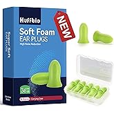 HUFFBIO Density-Adaptive Acoustic Foam Ear Plugs for Sleep 5 Pairs - Lab-Tested 36dB Noise Diffusion, Hypoallergenic & Breath