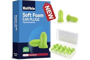 HUFFBIO Density-Adaptive Acoustic Foam Ear Plugs for Sleep 5 Pairs - Lab-Tested 36dB Noise Diffusion, Hypoallergenic & Breath