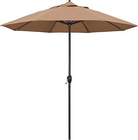 Amazon Com California Umbrella Ata908117 F72 Casa Series Market Crank Lift Auto Tilt Bronze Pole Patio Umbrella 9 Round Straw Garden Outdoor