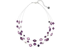 Coiris 3 Layers Illusion Wire Beaded Statement 19.5" Necklace for Women