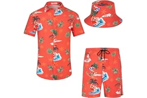 EISHOPEER Men's Flower Hawaiian Sets Casual Short Sleeve Shirt and Shorts Suits Outfits with Bucket Hats