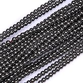 GEM-Inside Hematite Non-Magnetic Gemstone Loose Beads Natural 3mm Round Crystal Energy Stone Power for Jewelry Making 15''