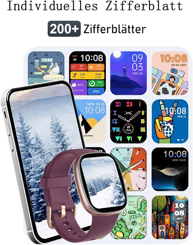 Smartwatch Damen mit Telefonfunktion,1.85"Smart Watch mit SpO2/Herzfrequenz