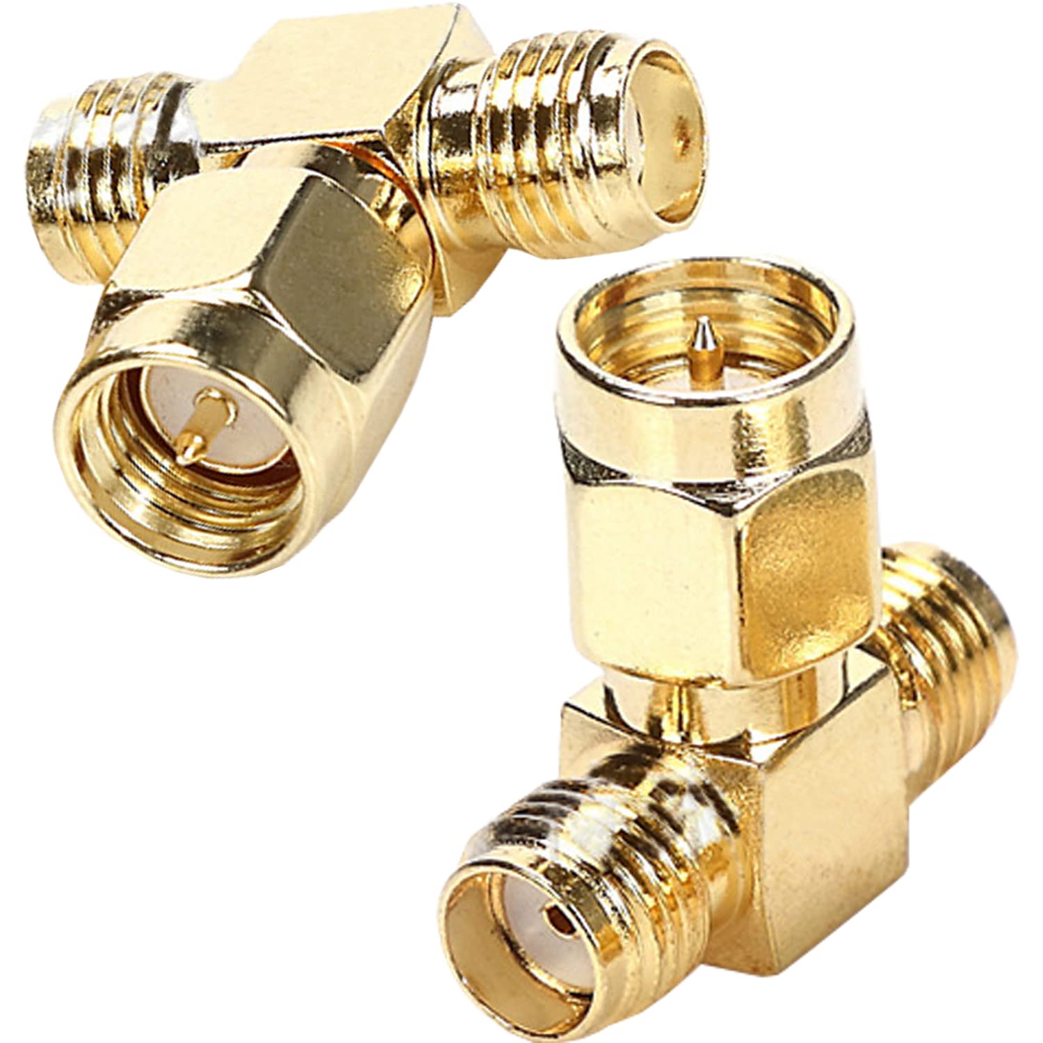 Fohevers 2 Pcs SMA Male to Dual Female Adapter SMA T-Type Splitter RF Coaxial Coax Connector for Ham Radio, Scanner, WiFi Booster, Cellular Antenna, CCTV, Security Camera, Video Splitter — image 1