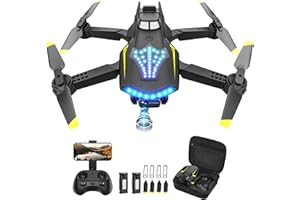Flymevac Drone with Camera, Dual 720HD, Drone for Kids with Cool Lights, Cestures Control, Vertical Shooting, Waypoint Flight, Gravity Control, 3D Flip, 3-Speeds, Drones for Adults, Beginners, Kids