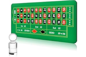 Poen Roulette Mat Tabletop Felt Layout Set Rubber Roulette Wheel Table Cover Craps Mat with Win Marker Storage Bag for Casino Games Christmas Parties Home Entertainment Night