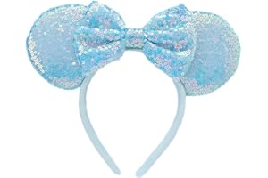 XINXIYAN Mouse Ears Headband for Women and Girls Anti-Slip Sequin Mouse Ears Mardi Gras Headband Glitter Party Princess Decoration Costume