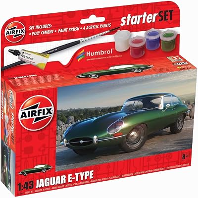 Airfix A55009 Jaguar E-Type Starter Set 1:43 Car Kit with Paints & Decals