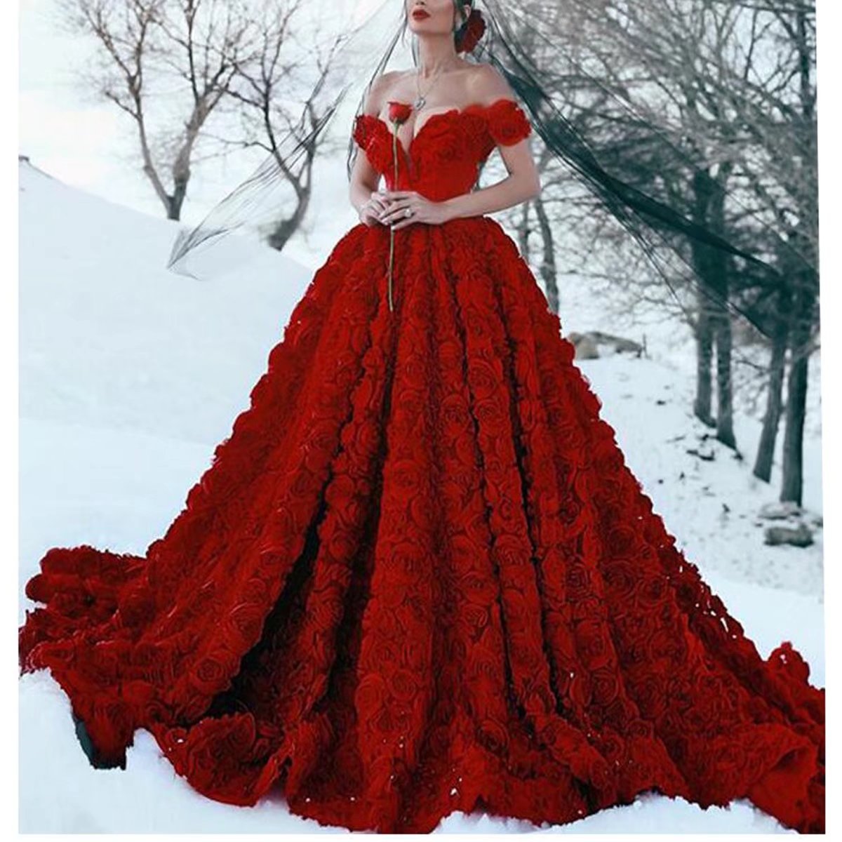 red rose ball gown