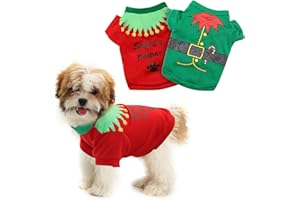 HYLYUN 2 Pack Christmas Dog Shirts - Printed Puppy Shirt Pet T-Shirt Cute Dog Clothing for Small Dogs and Cats Christmas Cosplay Pet Apparel S