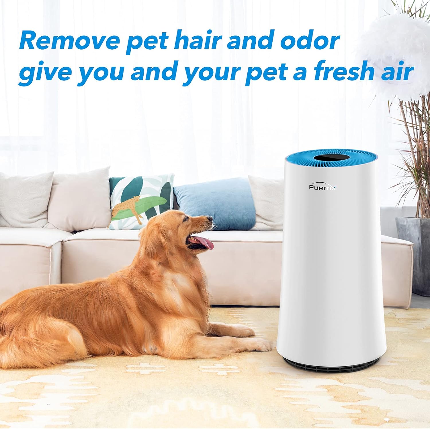 PURITIX HAP450 Air Purifier, H13 True HEPA Home Air Purifiers, Air Cleaner with Sleep Mode for Bedroom Office Pets Hair Smoke Dust, blue, 13*13*24 inch: Kitchen & Dining