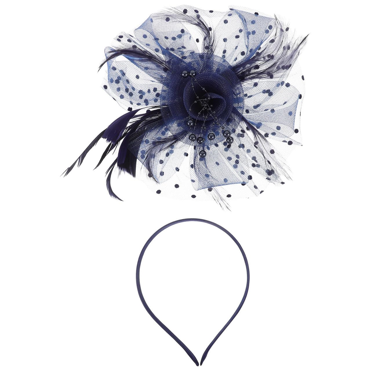 Fascinators Hat Flower Mesh Ribbons on a Headband Tea Party Headband Flower Mesh Hair Clip for Wedding Cocktail ()