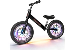 Hapyugee Toddler Balance Bike,14" Lighting Wheels,Air Tires,Kids' Balance Bikes for 3-6 Years Old with Adjustable Seat,No Ped