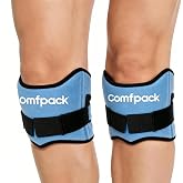 Comfpack Knee Ice Pack for Patella Tendon Relief, Hot Cold Therapy, 2 Pack | Compression Support Strap for Running, Jumpers Knee, Tendonitis, Squats, Osgood Schlatter, Hiking, Soccer, Knee Pain Relief