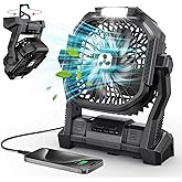 ONLYNEW Portable Fan Rechargeable, 20000mAh Cordless Battery Powered Fan with LED Lantern, USB C Battery Operated for Camping Travel Bedroom Home Tent Office Beach Desk Fishing Table