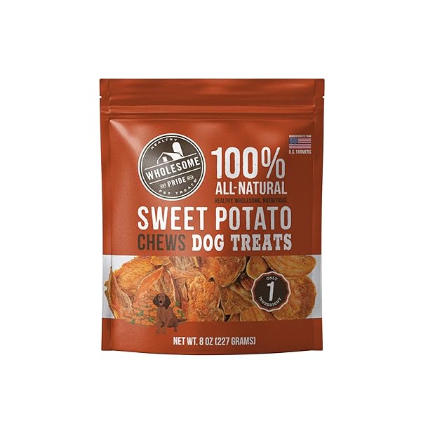 WHOLESOME PRIDE SWEET POTATO CHEWS 100% ALL-NATURAL SINGLE INGREDIENT DOG TREATS, 8 OZ