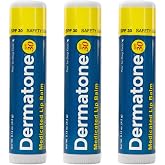 Dermatone Original Medicated Lip Balm | Soothing &amp; Moisturizing | Cocoa Butter, Aloe, Vitamin E | Heal &amp; Repair Dry Chapped Lips | SPF30 | 3-Pack, 0.15oz sticks