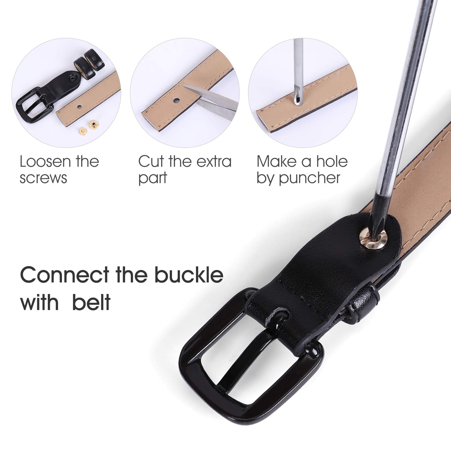 Women Skinny Leather Belt Thin Waist Jeans Belt for Pants in Pin Buckle Belt by WHIPPY