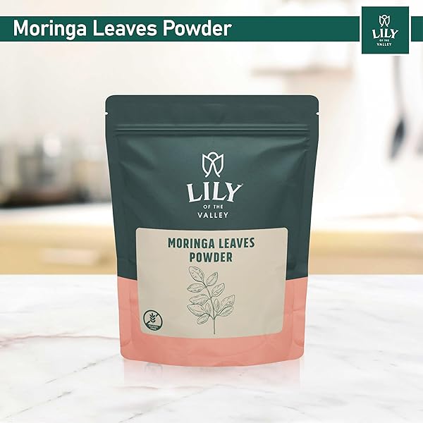 LILY OF THE VALLEY MORINGA LEAF POWDER – GREAT SUPERFOOD FOR MORINGA TEA, MORINGA DRINK – 100% NATURAL SOURCED FROM INDIA – VEGAN & GLUTEN-FREE – PACKED IN RESEALABLE POUCH (16OZ, 453G)