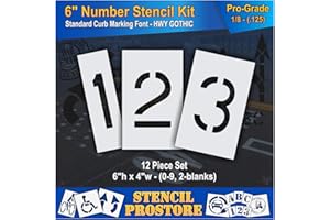 STENCIL PROSTORE Curb and Median Stencils - 6 inch Number KIT Stencil Set - (12 Piece) - 6" x 4" x 1/8" (128 mil) - Pro-Grade