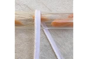 Yalulu 20 Yards Velvet Piping Bias Tape, 10mm Piping Trim with Cord, Lip Cord Trim for Sewing Clothing Upholstery Trimming (White)