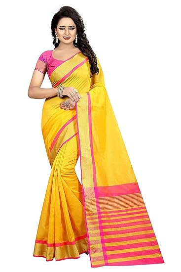Navabi Export Womens Georgette Saree with Blouse Piece (Dark Yellow)
