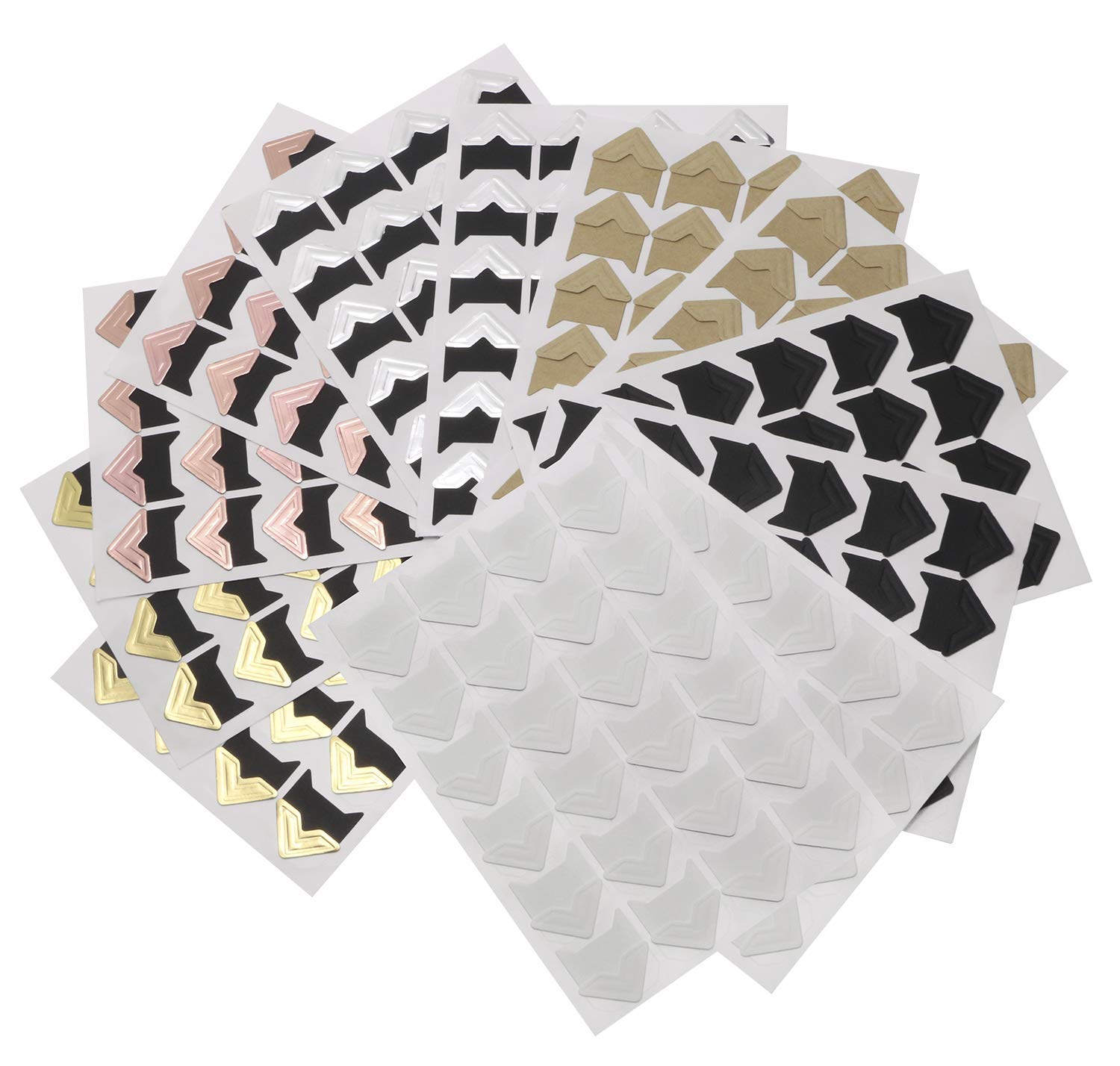 Penta Angel 12 Sheets 6 Colors Photo Corner Stickers Holder Protectors Self Adhesive Photo Mounting Corner Stickers Picture Corners for DIY Scrapbooking Photo Album Personal Journal Diary, 288 Count