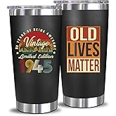 AYERMOYO Funny 81th Birthday Gift For Men,Cool Gifts for 81 Year Old Man,81th Birthday Decorations for Men,1945 Gift Idea for Dad Husband Friend Grandpa-20 Oz Vintage1945 Tumbler