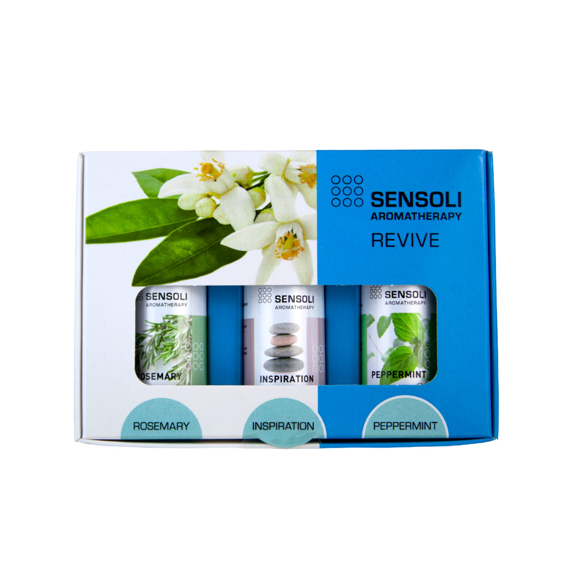 SENSOLI Revive Essential Oils Pack – Set of 3 x 10ml Essential Oils - Rosemary and Peppermint Essential Oils, Inspiration Essential Oil Blend