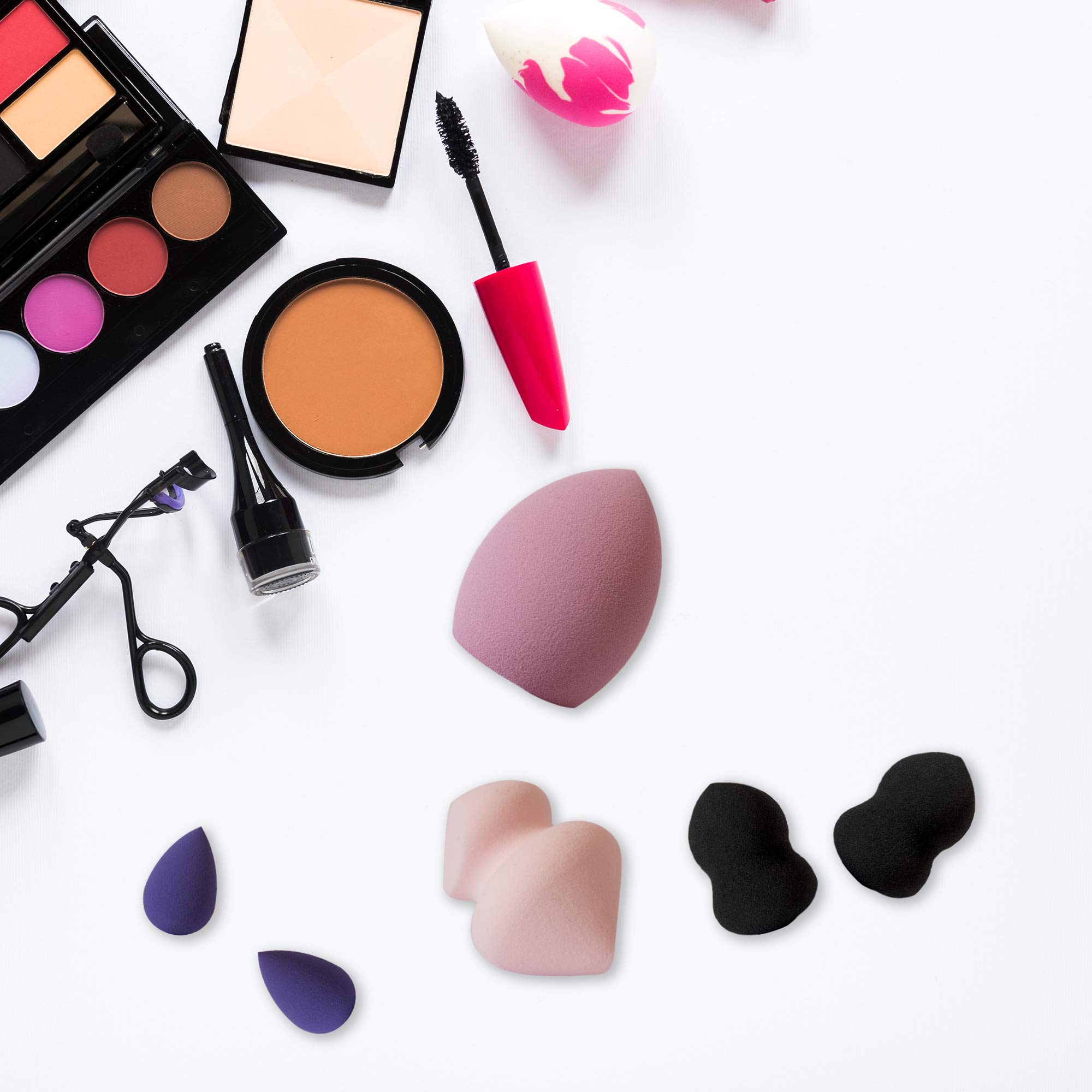 MIRROR Set spugne trucco con 6 diverse spugnette make up per fondotinta, creme, correttore e ogni tipo di trucco che necessita di stesura con blender beauty
