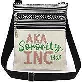 XiaoGalaee 1908 AKA Sorority Sister Crossbody Bag with Adjustable Strap Green Pink Color Print Greek Sorority Messenger Bag