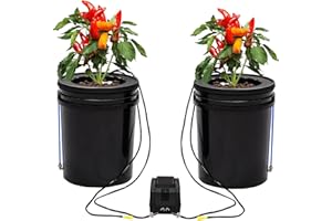 TGRASOL Hydroponics Growing System Kit with Top Drip 5 Gallon 2-Bucket Recirculating DWC Hydroponic System Kit Not Easy to Leak for Growing Plants Indoors and Outdoors (2-Bucket+Top Drip)
