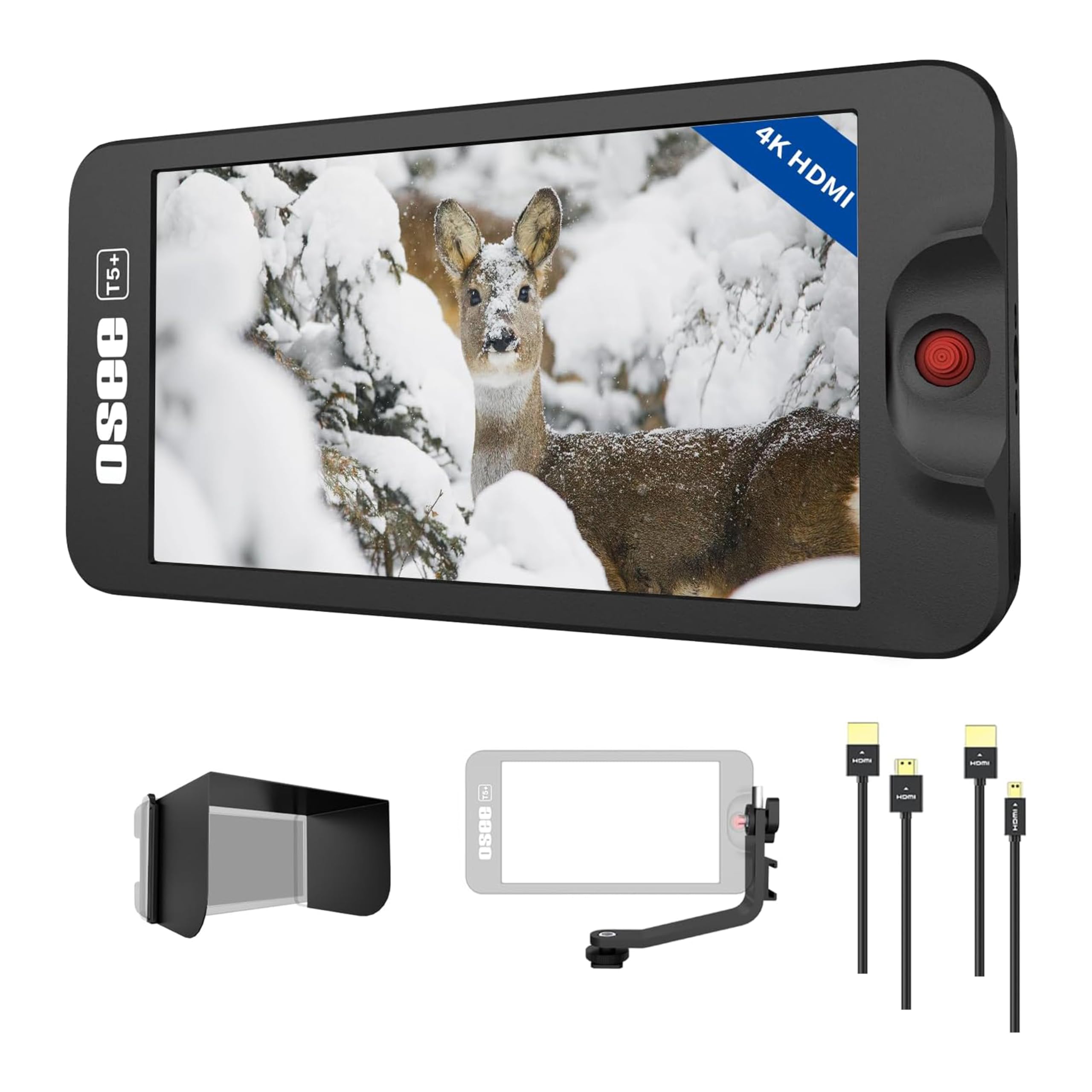 Osee T5+ 5.5 Inch 1000nits Camera Monitor, Customizable False Color Field Monitor, HDR 4K HDMI Input 8 MySets Preview Workflow DSLR Monitor, Peaking Focus Assist, Waveform, 3D Lut, One-Key Operation