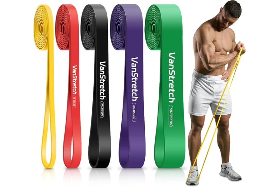 Vanstretch Resistance Bands for Working Out,5-Level Elastic Pull Up Assistance Bands Set for Men & Women,Exercise Bands for Home Workouts,Fitness,Training & Physical Therapy