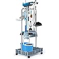 Broom Holder Organizer Movable Closet Storage Cabinet Mop Rack Floor Standing Cleaning Tool Cart For Garden Garage Schools Hotels Hospitals Factories Property Companies Restaurant (with Tank)