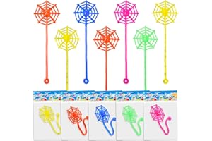 Yeetec 12 Pack Sticky Spider Web Cobweb Sticky Hands Stretchy Sensory Toys for Halloween Party Favors, Birthday Party Supplie