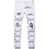 OIIIO Men's Patch Ripped Stretch Regular Fit Jean