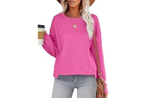 Aokosor Womens Cropped Sweatshirt Crewneck Long Sleeve Shirts Trendy 2024 Fall Tops Casual Loose Irregular Hem